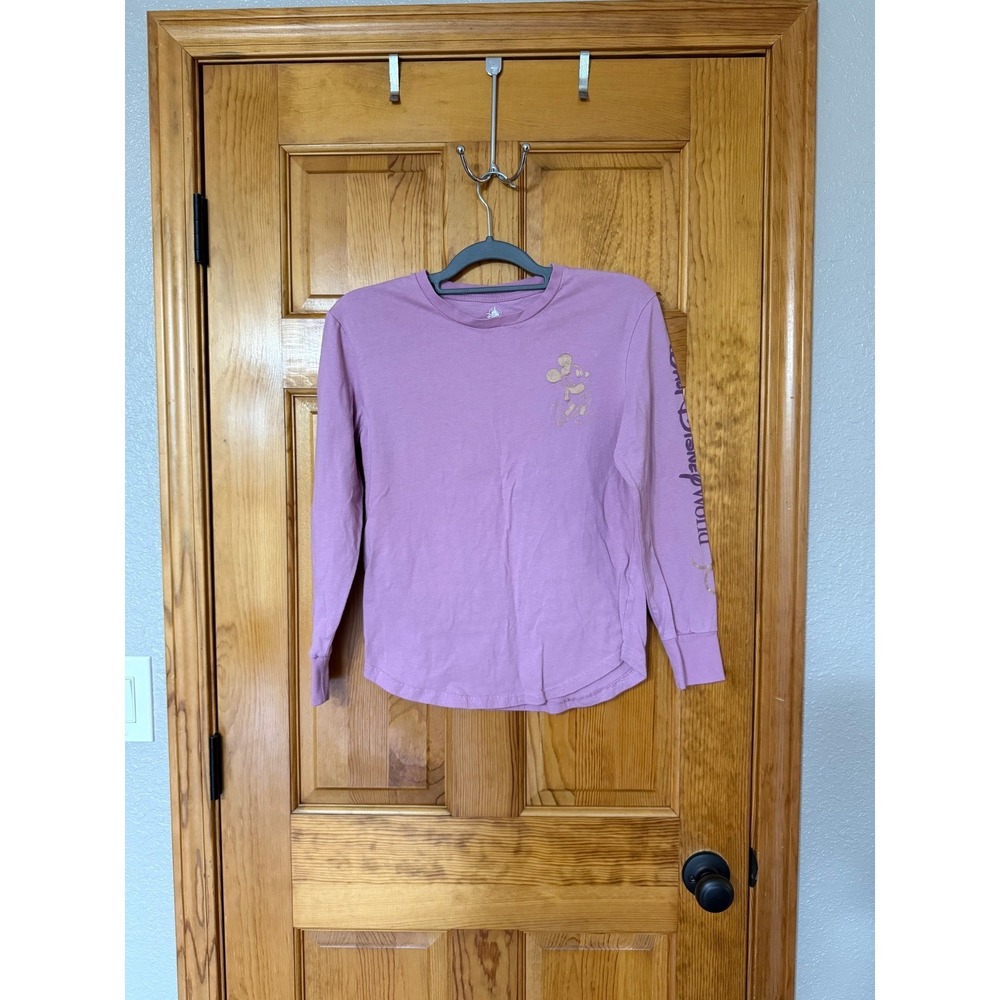 Disney World 50th Anniversary Mickey Mouse Long Sleeve Shirt Purple Gold XS